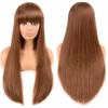 Fashion Long Straight Hair Wig with Bangs Wine Red Synthetic Wig for Women (color: 14Colors)