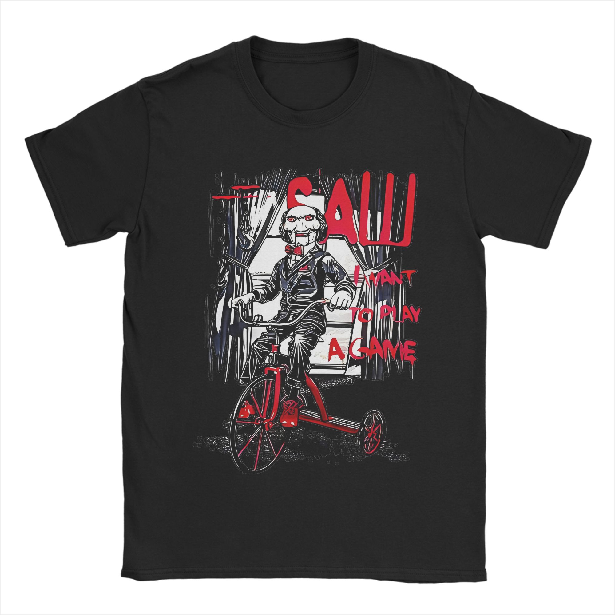 

Horror Movie Jigsaw Game Over T Shirts 100 Cotton Funny TShirt O Neck SAW Head Torture Tees Short Sleeve Tops Graphic 4XL