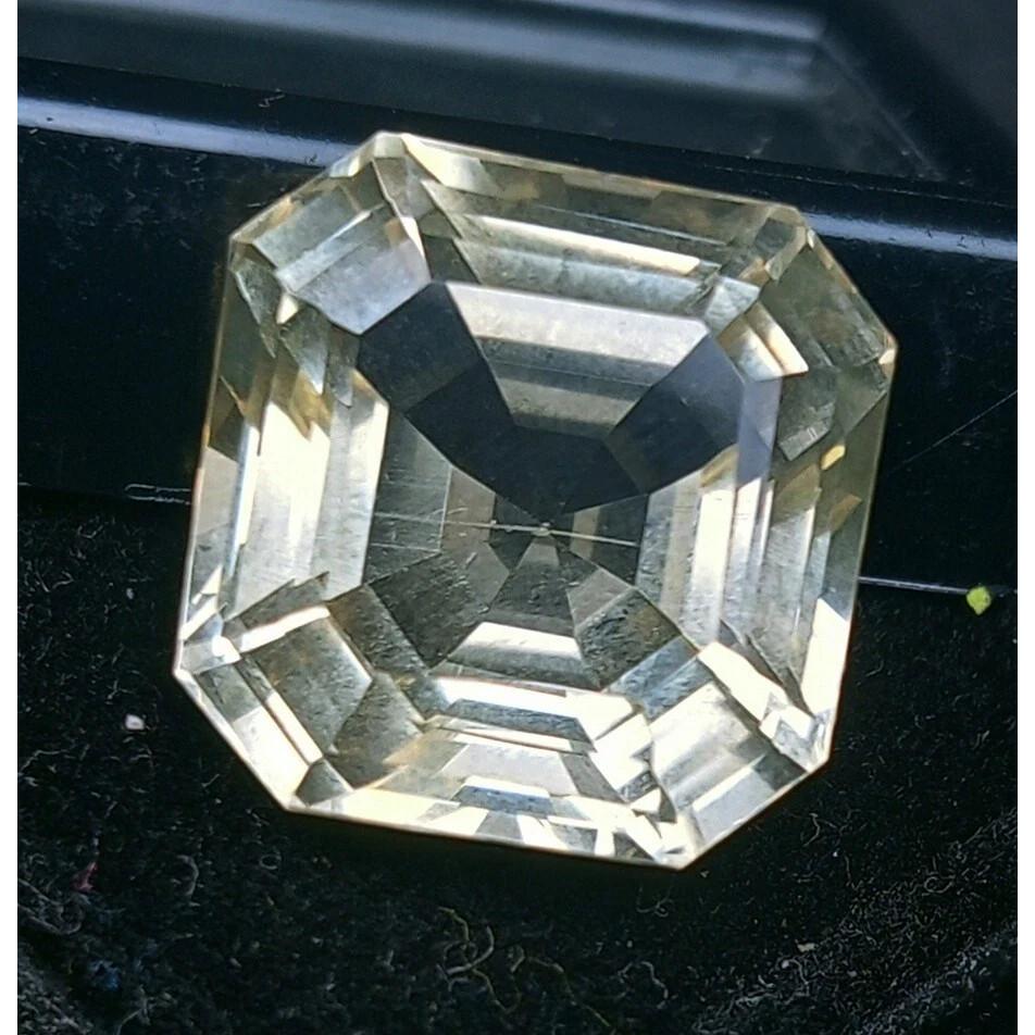 Beautiful Natural Light Yellow Sapphire 14+ Ct Asscher Cut Certified Gemstone