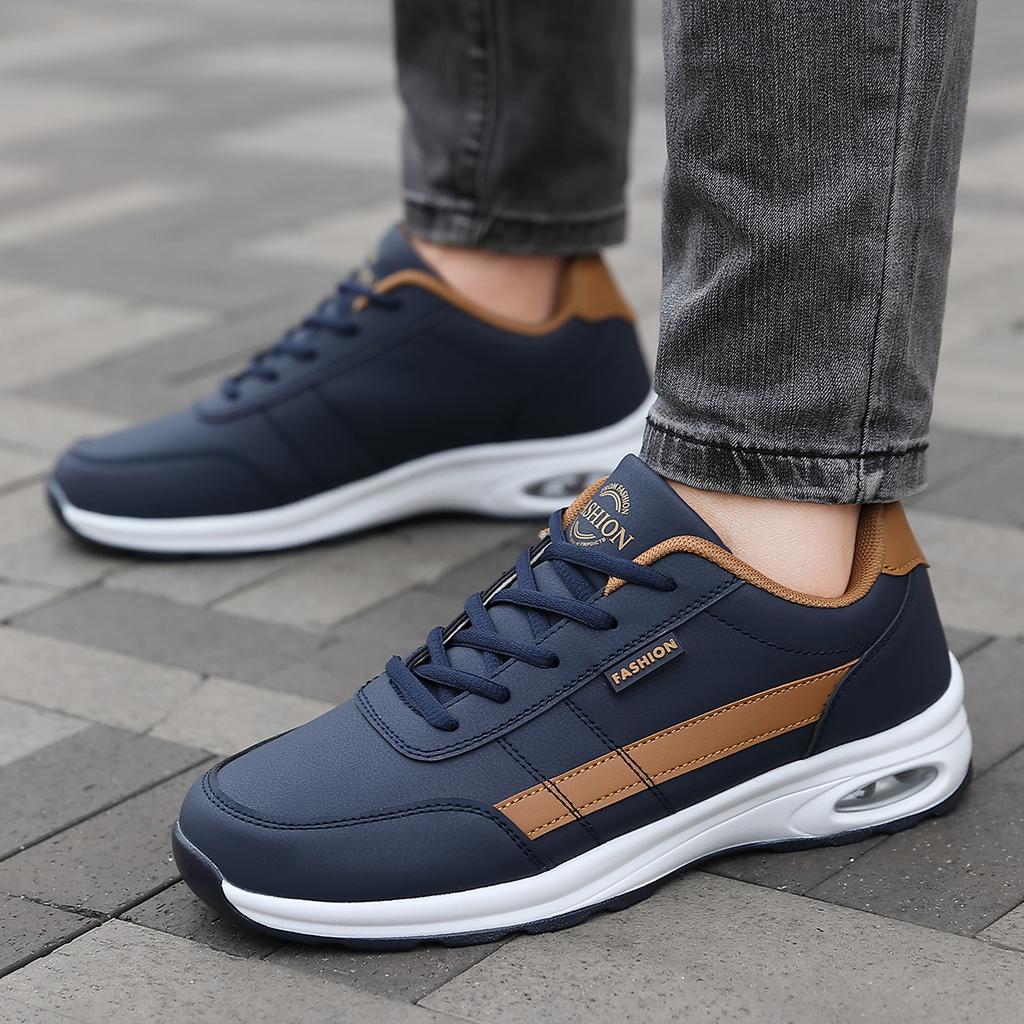 Men's Shoes Comfortable and Lightweight Leather Shoes Large Size Men's Casual Air Cushion Running Shoes Youth Shoes