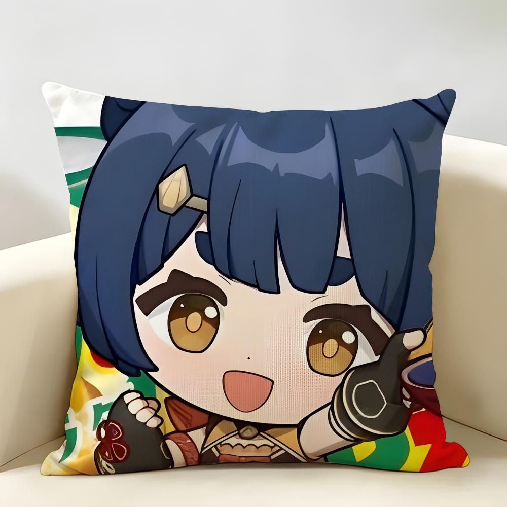 Xiangling Cute Genshin Impact Cushion Cover Natural Linen Organic Fabric DoubleSided Printing Room Sofa Decor Pillow Case