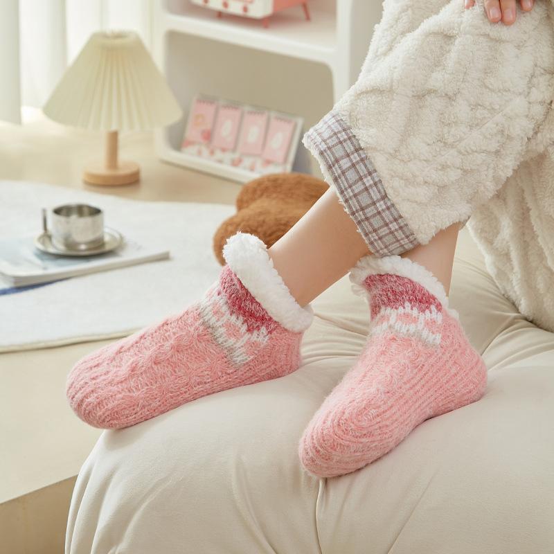 Thermal Socks for Women Non-Slip Knitted Slipper Cozy Floor Socks with Gripper Warm Bedroom Sleep Socks Winter Lounge Cosy Nights Indoors