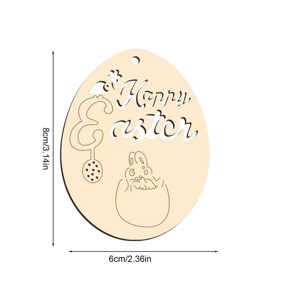 10pcs Easter Unfinished Wood Ornament Hollow Egg Shaped Ornament DIY Wooden Easter Eggs Paintable Decorations for School Party