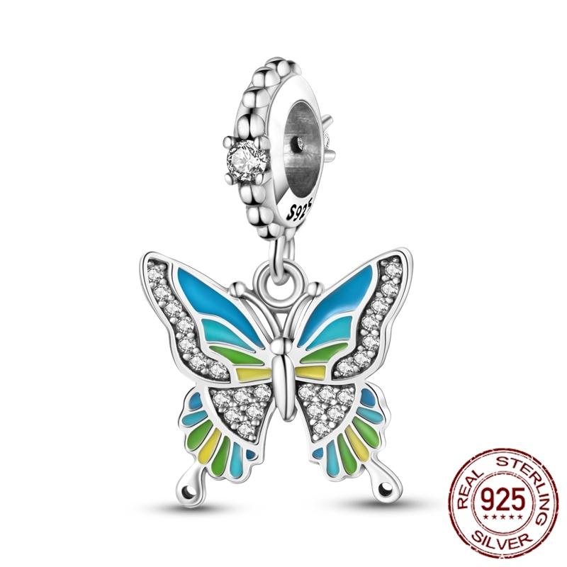 Mula Koppar Blå Resa Flygplan Berlocker Hänge Pärlor Passar Originalpan Armband Smycken För Kvinnor Diy Gåva