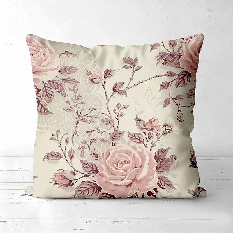 Blumenmuster Kissenbezüge Set aus 4 Stück für Zuhause Polyester Kissenbezug, Sofa Dekokissenbezug Kopfteilkissen