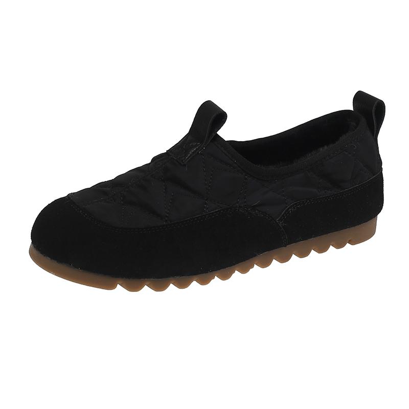 New Womens Shoes Fashion Winter Cotton Shoes Warm Plush Lining Slip Ons Loafers Women Casual Patchwork Suede Flat Walking Shoes