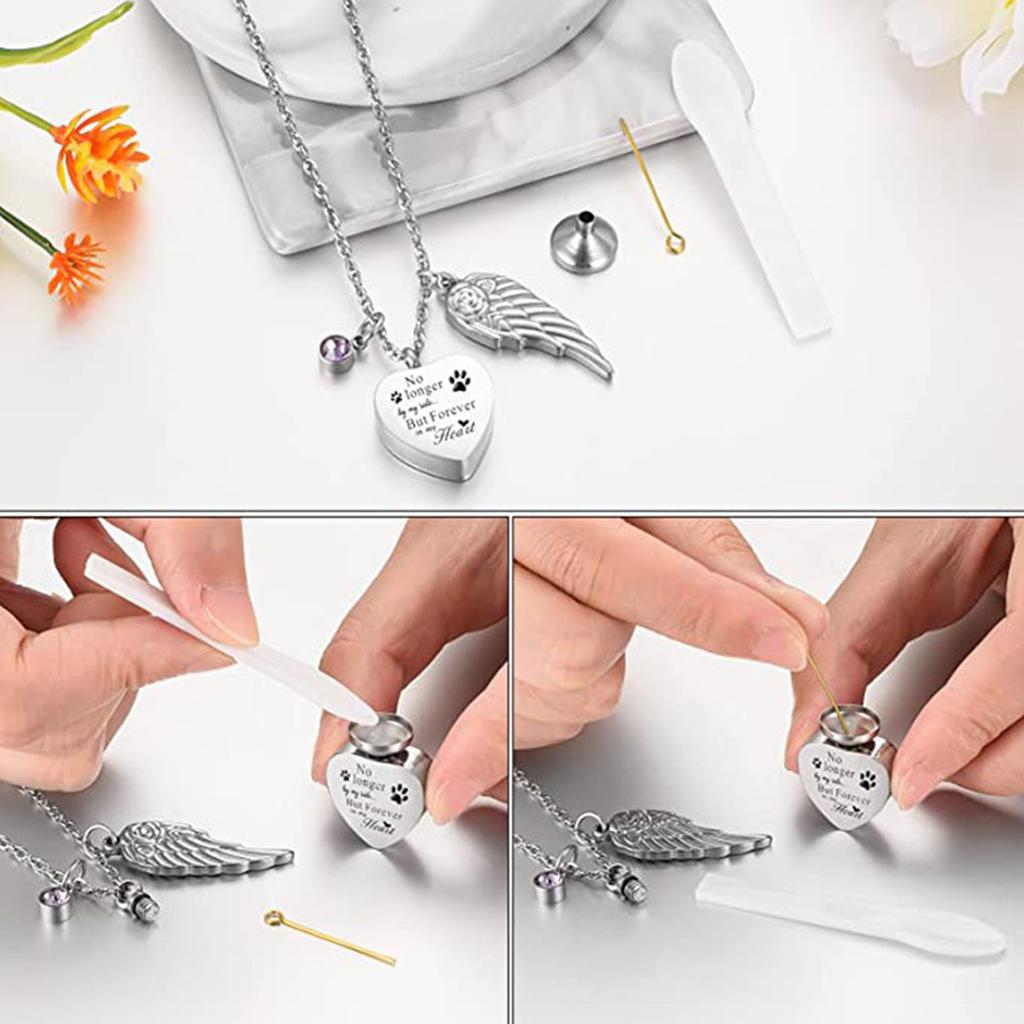 Sturdy Stainless Steel Heart Wing Locket Necklace for Ashes or Perfume Sentimental Keepsake for Memories Daily Use