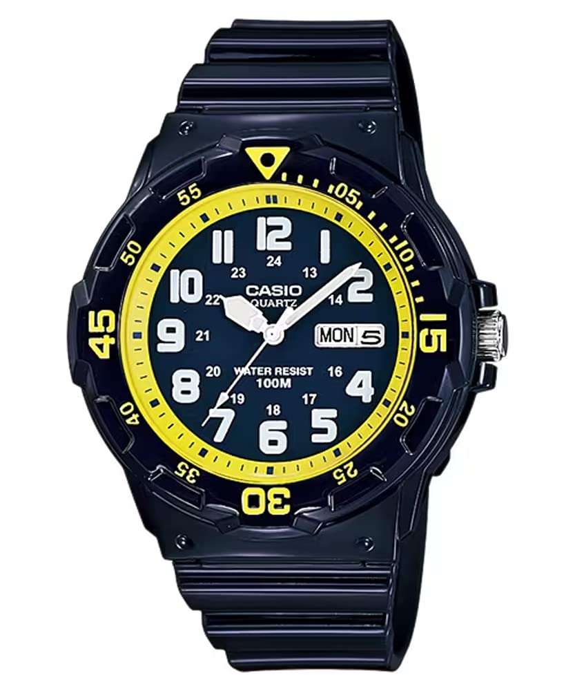 

[Casio] Standard Quartz Watch MRW-200HC-2BV Men s Gloss Navy x Yellow Overseas Model [Parallel Import]