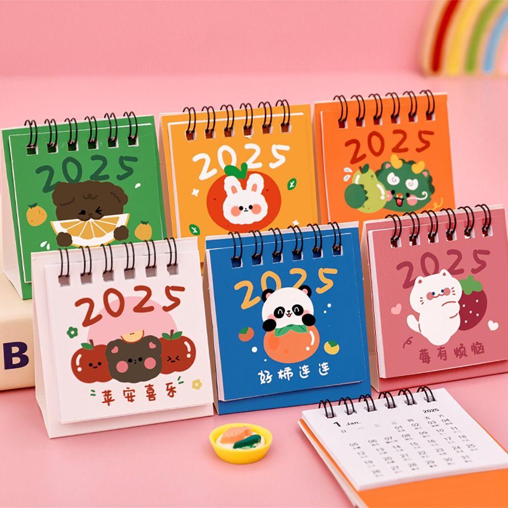 Creative Cartoon Mini Calendar Cute Fruits Standing Flip Calendar Office Ornaments