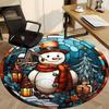 1pc Winter Snowman Office Round Area Rug, Under Office Chairs Bedroom Living Room Home Decor, Room Deco