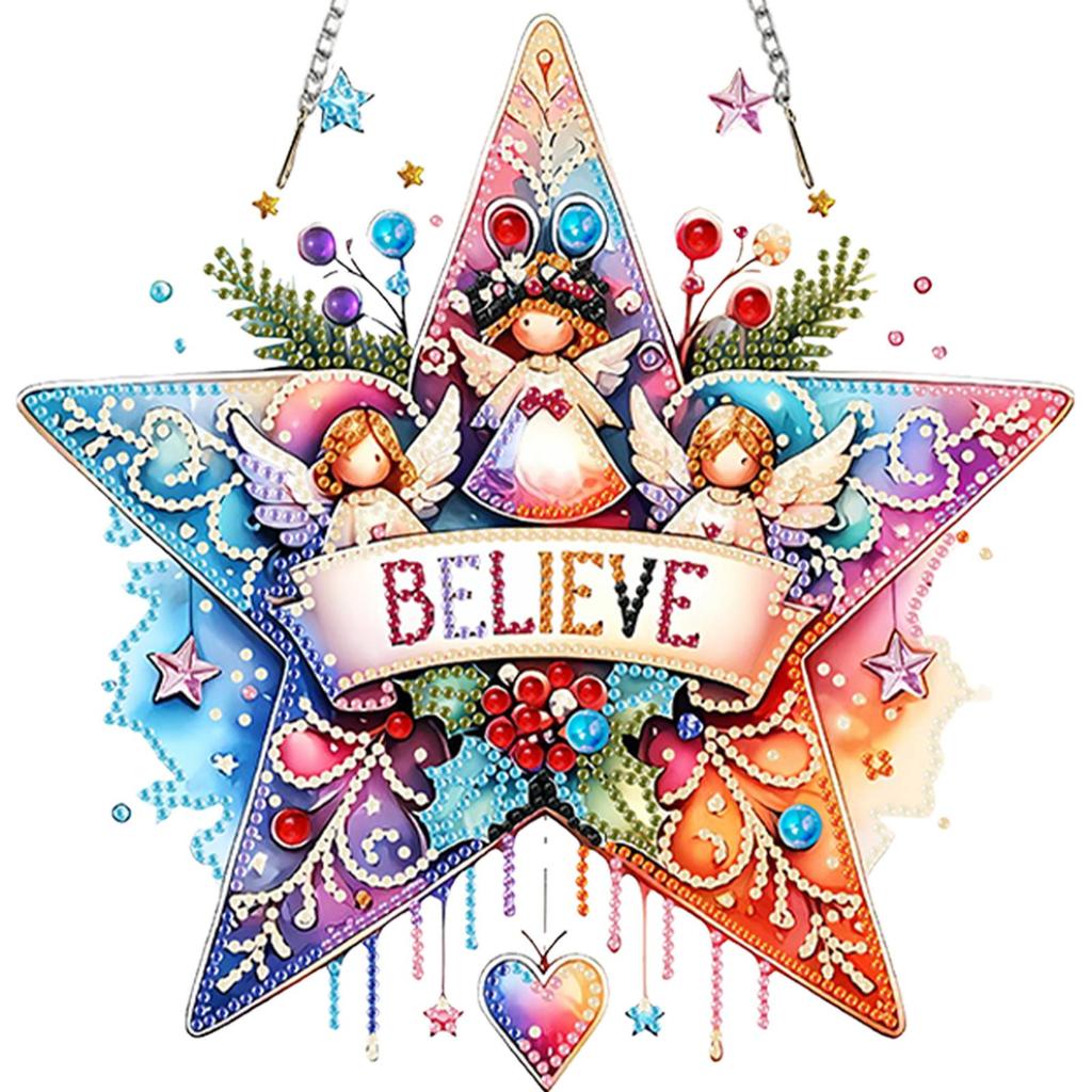 Weihnachtsthema 2D/Flach DIY Strassstein Diamantmalerei Fensteranhänger Spezielle Form Diamantmalerei Anhänger Heimwanddekoration Bastelarbeiten