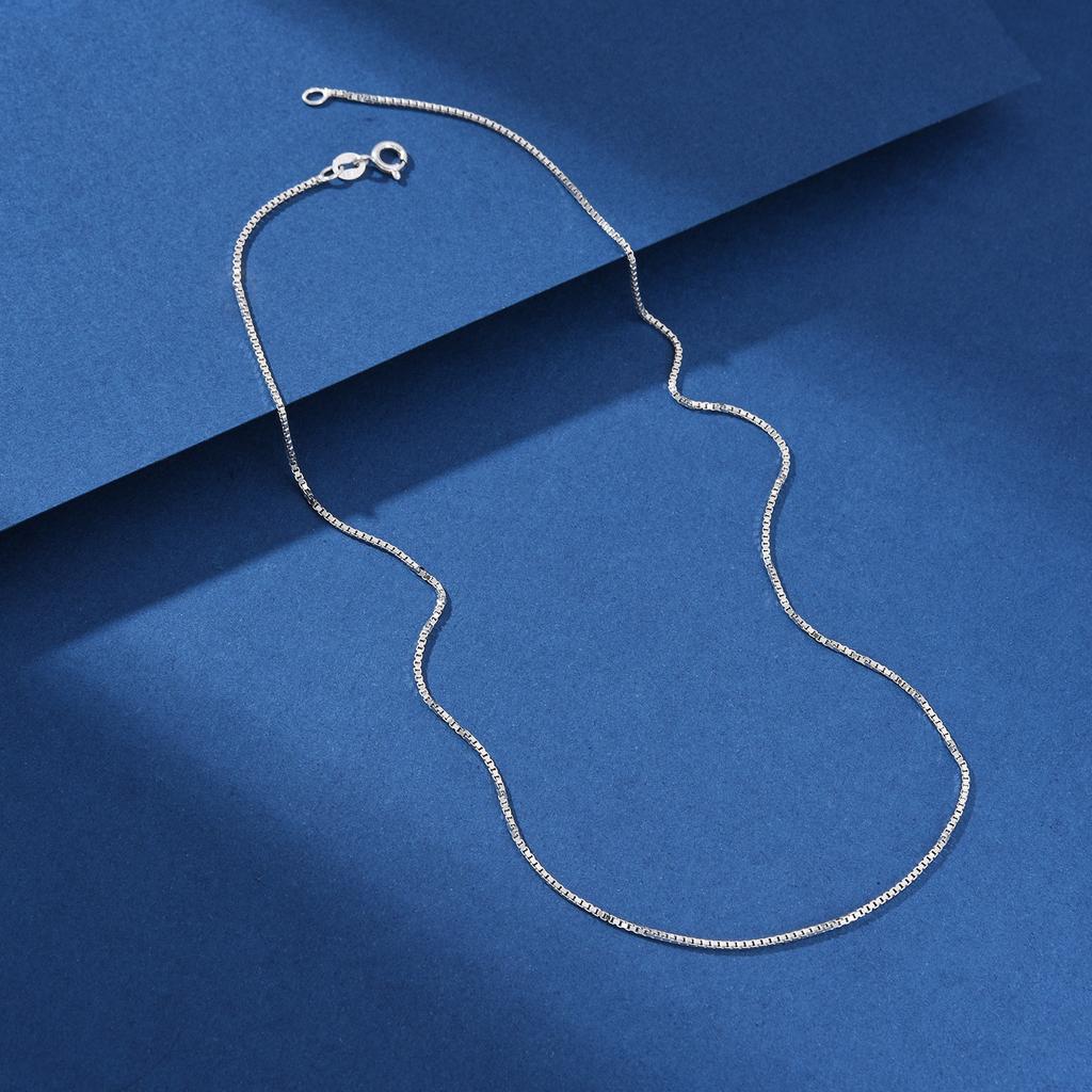 Italienisches Handwerk 0,6 mm 925er Sterlingsilber Kastenketten-Halskette Schmuck 18 Karat Gold-/Roségold-Vergoldung Klassische Perlen-Geschenke