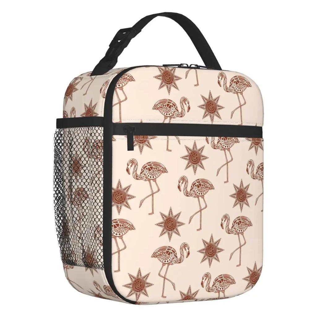 Pink Flamingo Summer Vibes Flamingos Pattern Portable Lunch Boxes Cooler Thermal Food Insulated Lunch Bag Kids School Children