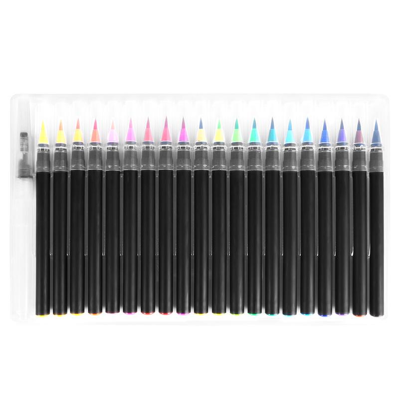 20-Color Soft Tip Watercolor Calligraphy Brush Pens with Water-Fill Brush and Ink Palette