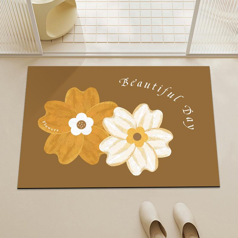 Blumenförmige Bodenmatte, rutschfeste und saugfähige Matte für den Badezimmereingang, Toilette, weiches Kissen, Badezimmer-Fußmatte