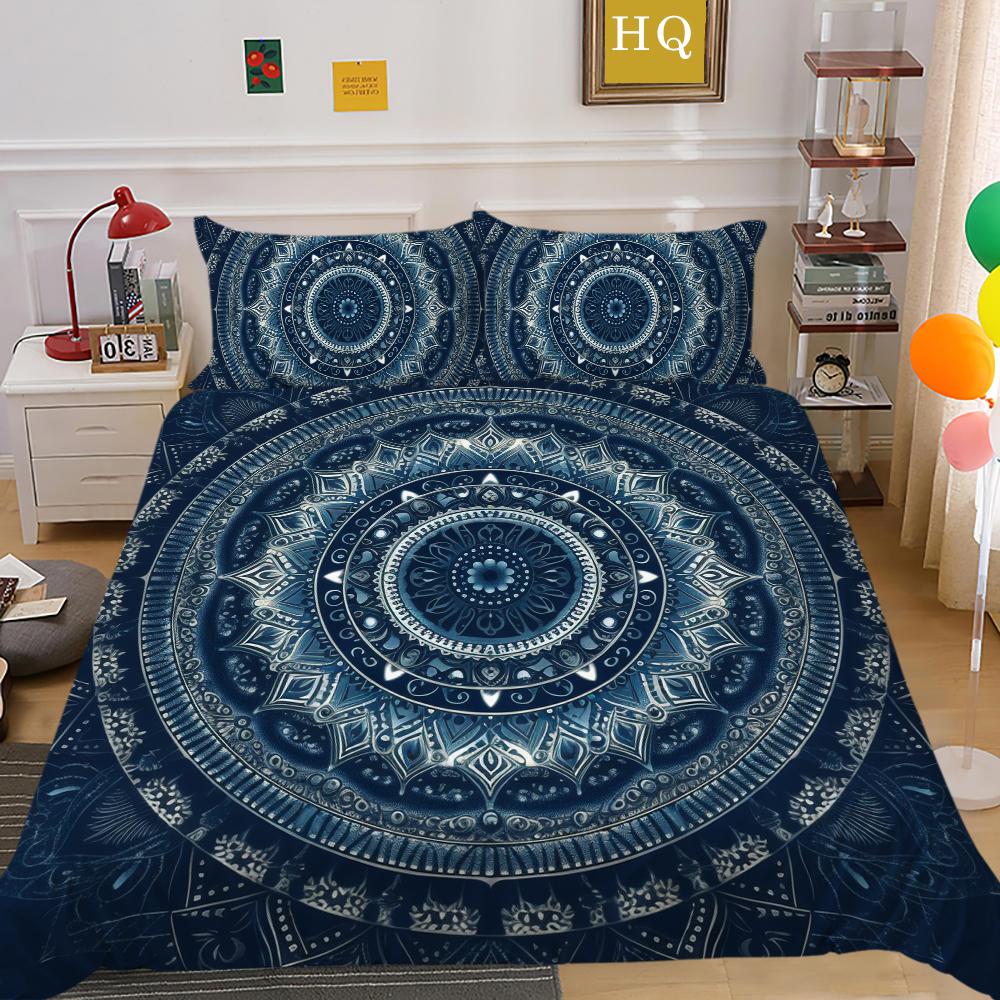 Home Bedding Set 3D Mandala Printing Bedspreads Queen Double Size Microfiber Duvet Cover Set Bedroom Decor