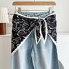 New triangular black and white rhombus square silk scarf, trouser skirt, triangular belt skirt, scarf with jeans