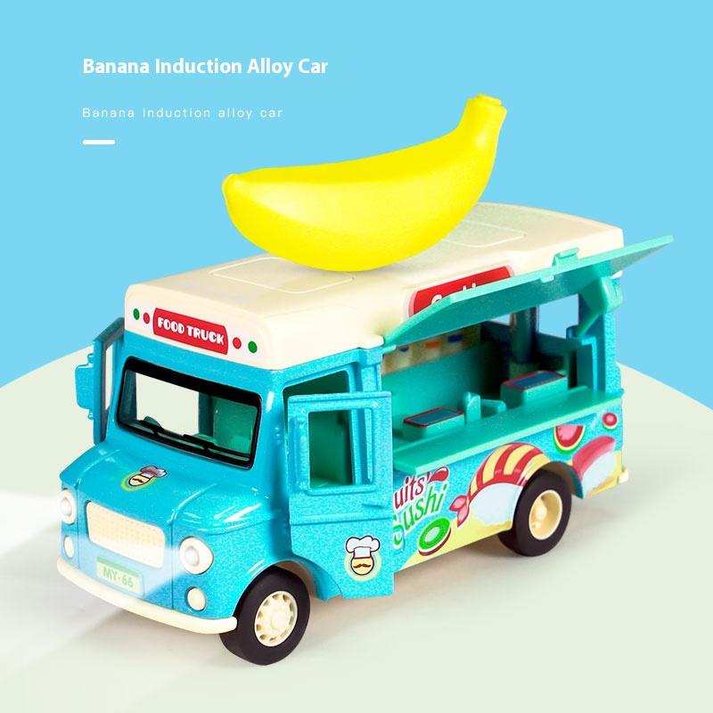 Metal Die-cast Food Truck Children's Toy Car Model, Parent-child Game Toy Vehicle, Improve Cognition, Halloween toy gifts