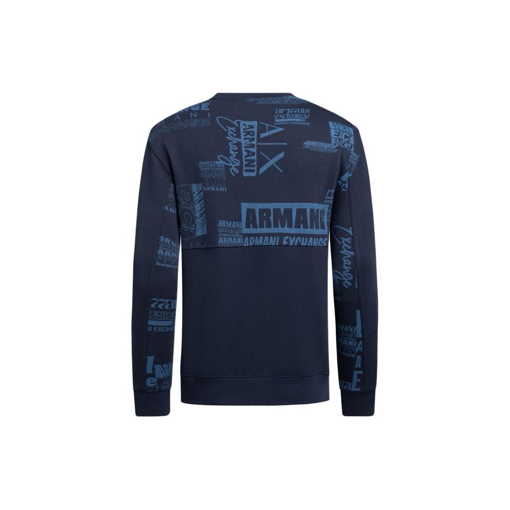 Armani Exchange SS24 Logo Letter Print Crew Neck Casual Long Sleeve Sweatshirt Men sweatshirt Navy-Blue 3DZMHK-ZJXRZ-65BH
