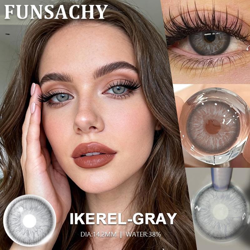 FUNSACHY 1 Pair Natural Brown Contact Lenses for Eyes Beautiful Pupils for Makeup Cosmetics Brown Color Lenses Gray Softlens
