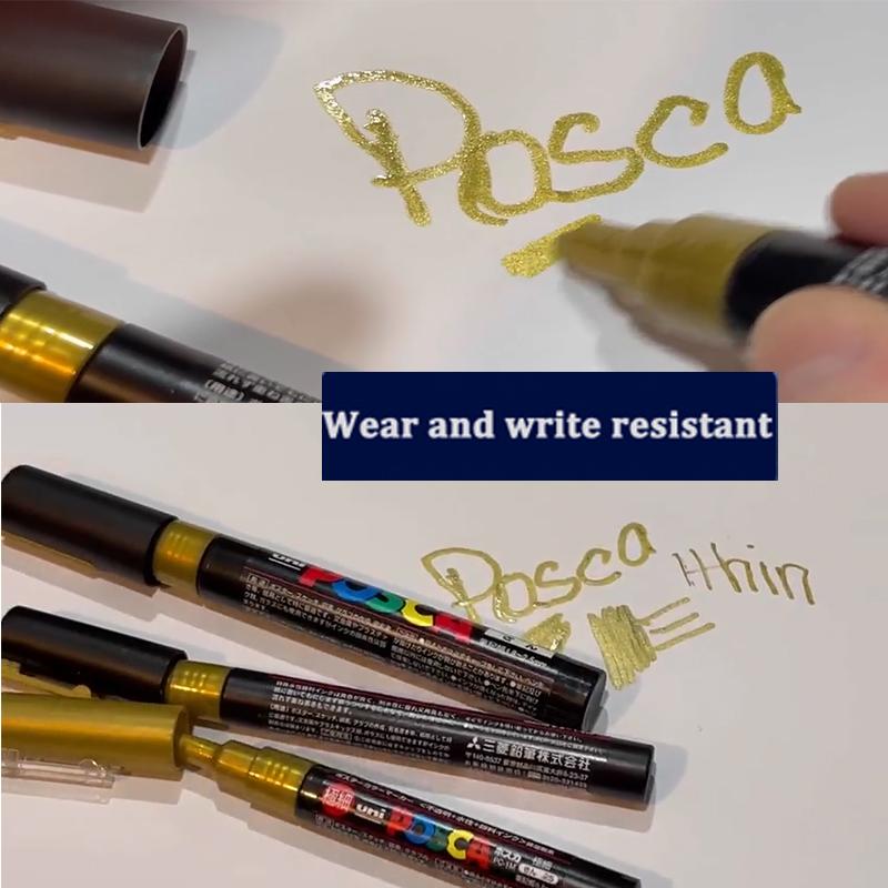 Japan Posca Posterfarbe Markierungsstifte, PC-1M/3M/5M Weiß/Schwarz/Gold/Silber Wasserdichte Farbstifte zum Zeichnen Malen stiften