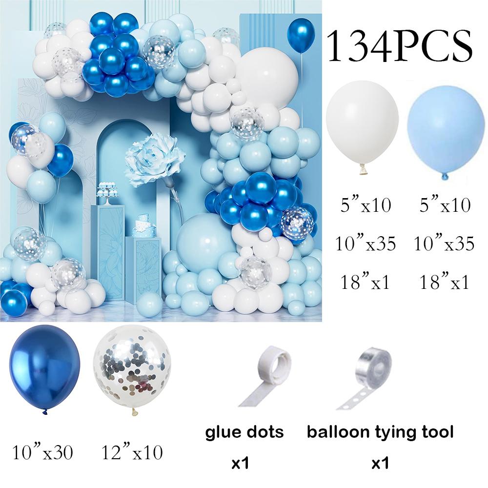 

Blue Theme Balloon Arch Kit White Pastel Blue Silver Confetti Balloons Garland Baby Shower Gender Reveal Birthday Party Globos AS Picture