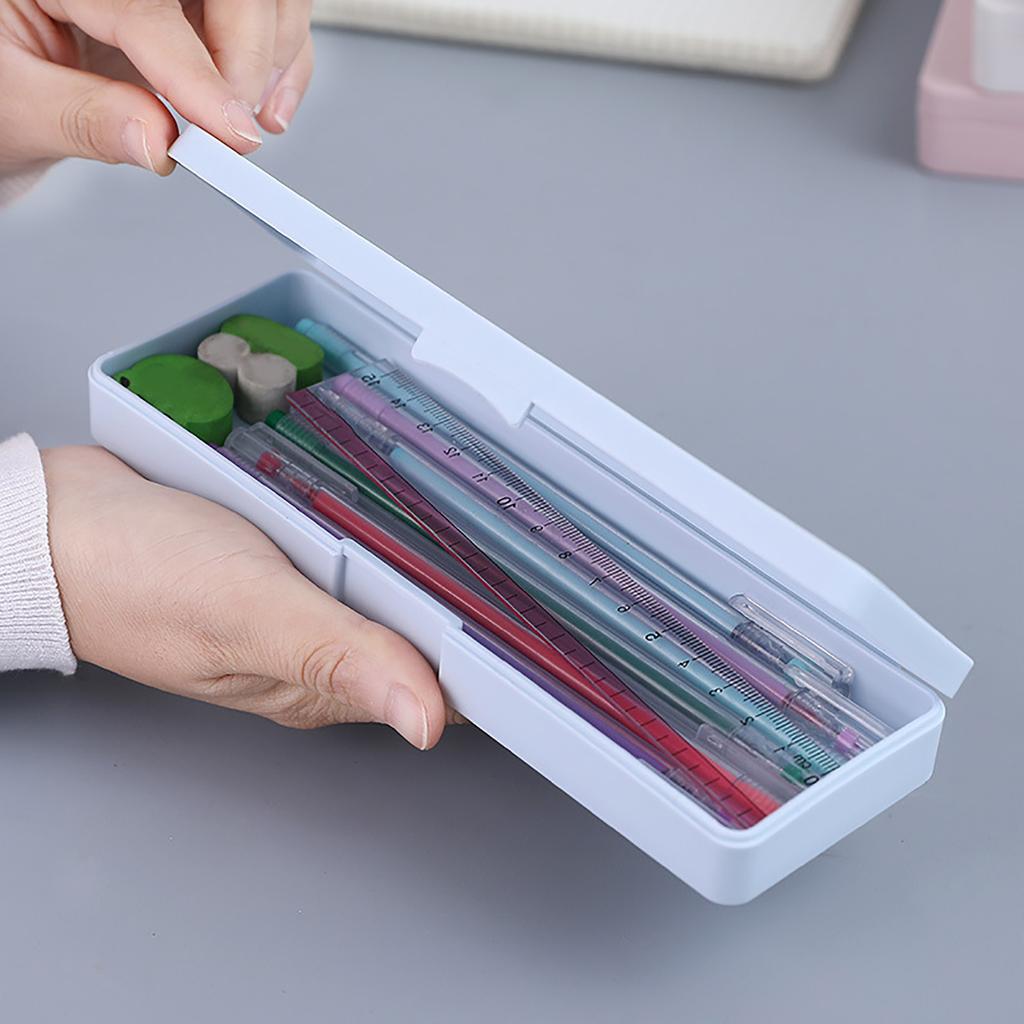 Plastic Pencil Case Snap Closure Lightweight Portable Simple Design Pen Box for Students Stationery
