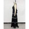 New Color Block V-neck Halter Sexy Vacation Style Tiered Cake Dress For Women
