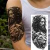 1 Sheet Waterproof Jesus With Cross Thorn Temporary Tattoos For Men Women Realistic Zeus Warrior Tatoos Temp Fake Tattoo Sticker