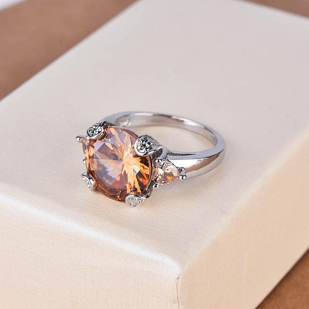 Champagne Morganite Ring Elegant Engagement Ring for Women Fashion Jewelry Gift