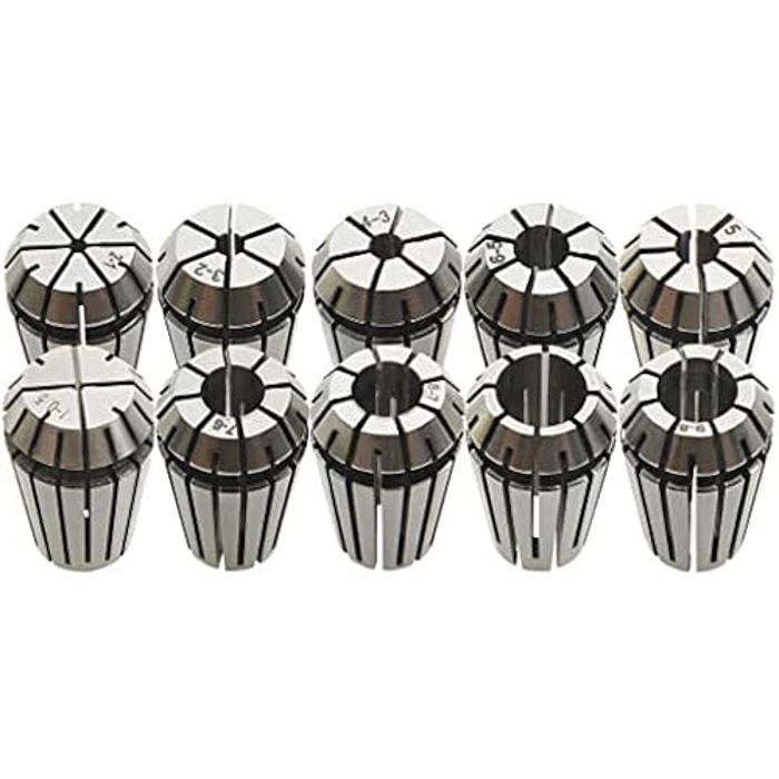 VidaXL Douilles de Serrage ER16 10 pcs Ensemble d'Outils de Tournage Perçage Fraisage Filetage Gravure Machine-Outil à Broche