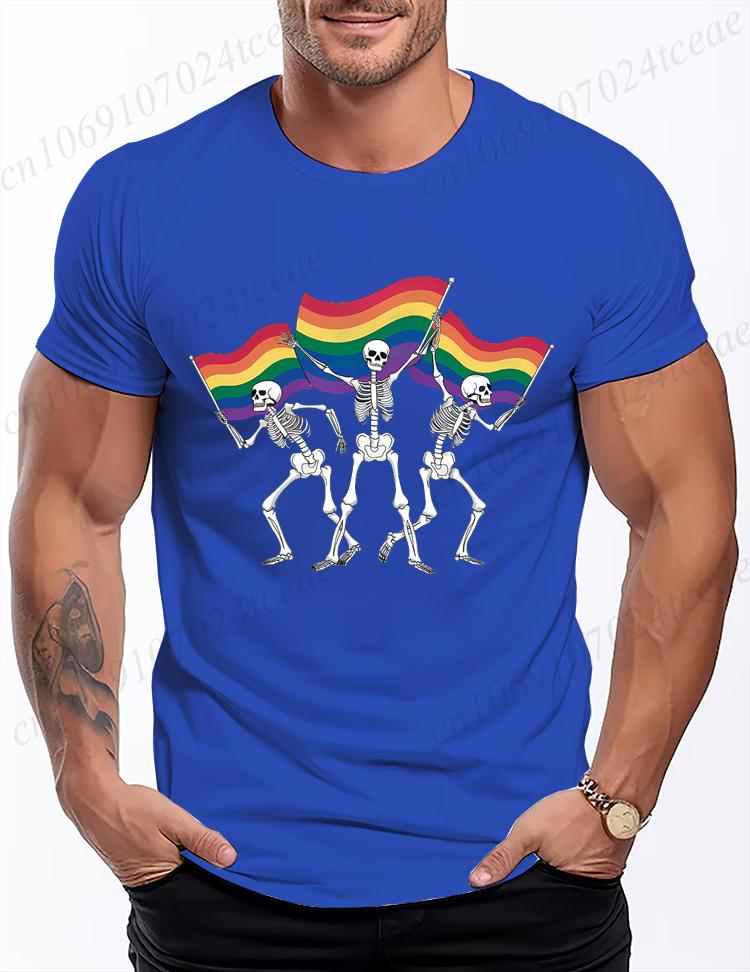Men Women TShirt Skeleton LGBT Rainbow Pride Month T Shirts Fashion Tee Shirt Streetwear Casual Summer Unisex Tee Clothing Tops