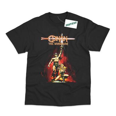 Ρετρό αφίσα ταινίας εμπνευσμένη από τον Conan The Barbarian Dtg Printed Unisex T-Shirt