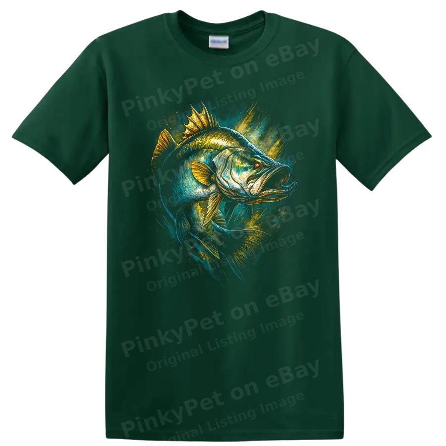 Fish Graphic T Shirt Bass Fishing Art Design for Anglers Cool Tee