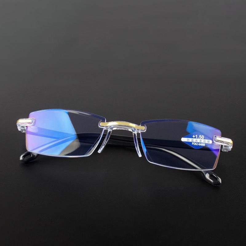 

Blue Light Proof Presbyopia Glasses Ultra Light Rimless Cut Edge Presbyopia Glasses +1.0
