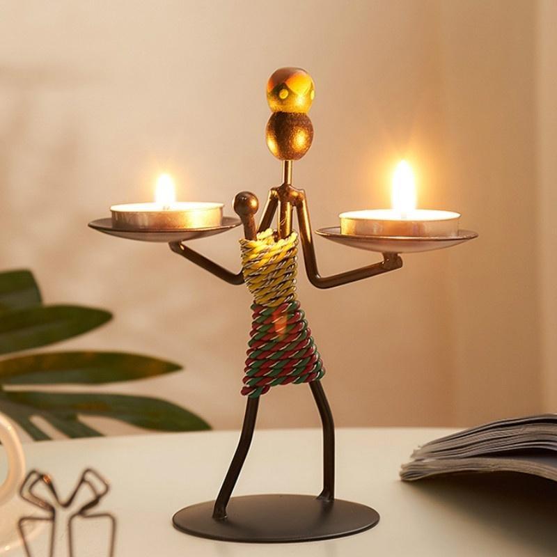 Without Candles, Creative Candlestick Crafts Miniature Iron Candlesticks Decor, Vintage Metal Candlestick Candle Holder