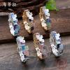 Luxury Enamel Color Geometric Square Splicing Elastic Bracelet Women Exaggerated Personality Irregular Square Bracelet