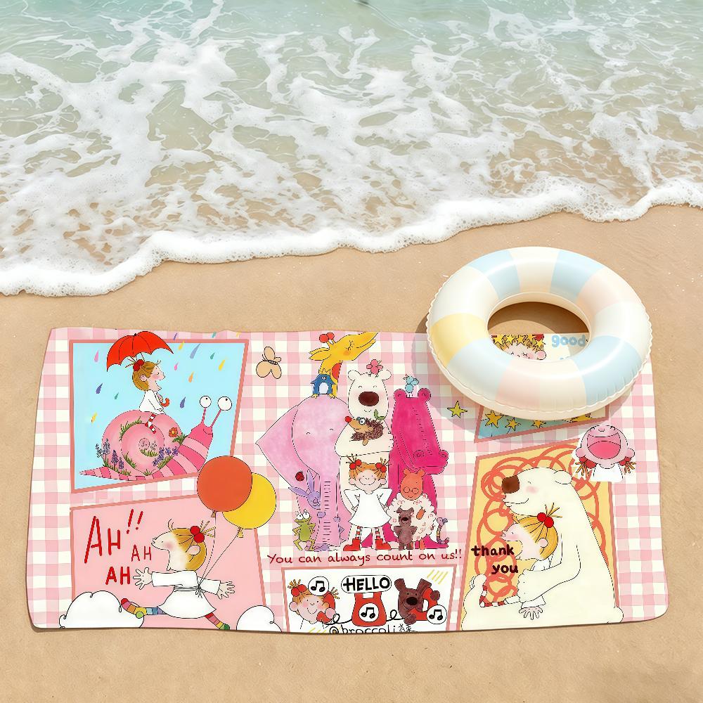 Cartoon C-coco and W-Wondrous Towel Drying Bath Towel Applicable To Light Swimming Camping Yoga Beach Out