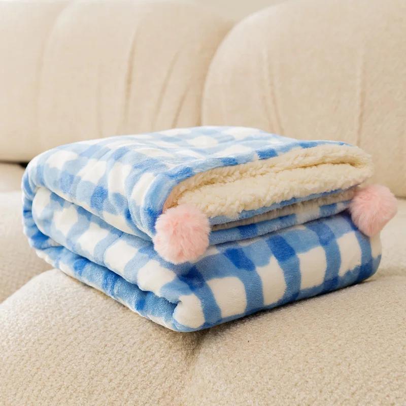 Pet Blankets Ins Autumn and Winter Warm Cat Litter Cat Cushion Plaid Carpet Flannel Small Dog Dog Quilt