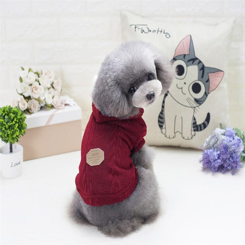 Warm Cotton Dog Sweater Small Breeds Winter Pet Clothing Two-Leg Design In Blue Wine Red Gray Army Green
