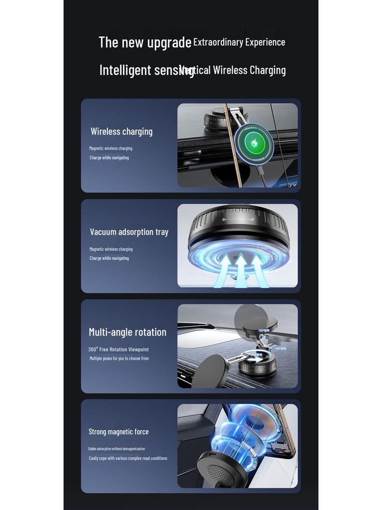 Universal Magnetic Wireless Charging Phone Holder for Car Console
