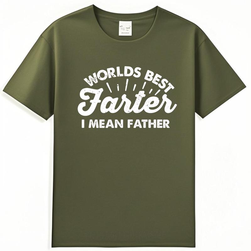 Anime ONeck Unisex Tshirt Black Summer Boys T Shirt Worlds Best Farter I Mean Father Short Sleeve Adult Crew Neck Tshirt