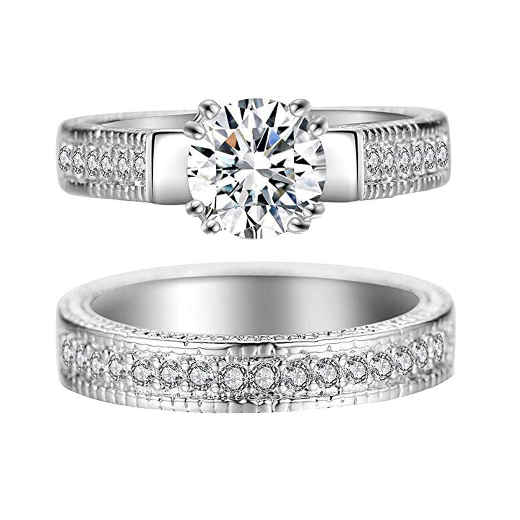 Zircon Ring Women Index Finger Ring Fashion Couple Ring Set Jewelry Gift