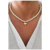 Gold Heart Pendant Necklace With Pearls