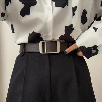 Fashion Waist Belts for Woman 3cm Wide PU Band No-hole Design Convenient Belts Women's Dress Jeans Belts