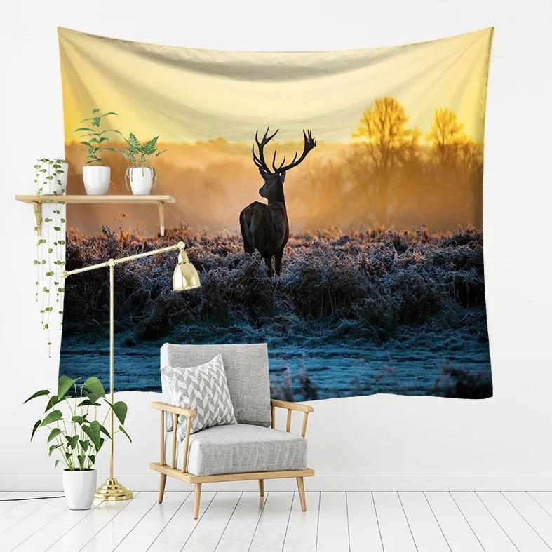 Forest Elk Background Pattern Tapestry Home Wall Decoration Tapestry Bedroom Living Room Tapestry