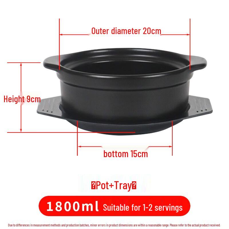 Yichen Commercial Clay Stew Pot with Tray - 1800ml