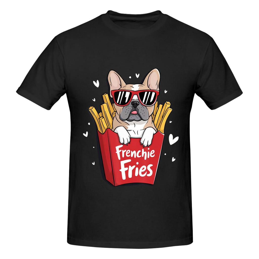 1 Piece Frenchie Fries Graphic 100 Cotton Tshirt French Bulldog Tees Tops For Unisex