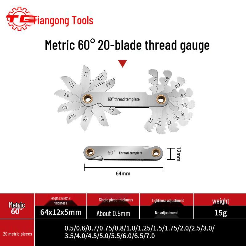 Резьбомер Tiangong: Метрический, Дюймовый, Американский Стандартный Инструмент для Измерения Шага Резьбы