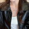 Silver Bow Pull-Out Necklace Women'S Simple Cold Style Long Accessories Sweater Chain Collarbone Chain